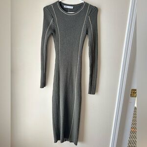 Zara Charcoal Long Sleeve Ribbed Dress